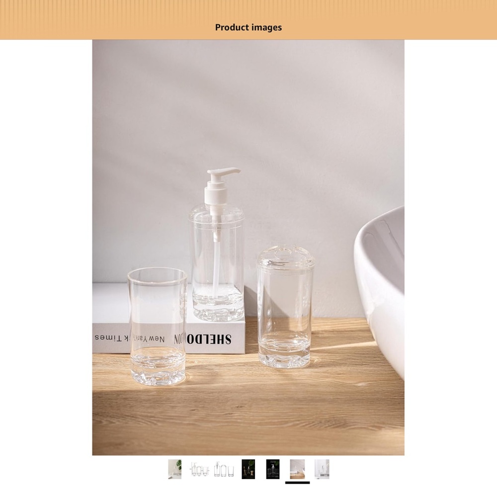 3 Piece Bathroom Accessories - Clear Acrylic Bathroom Set - Picture 6 of 8
